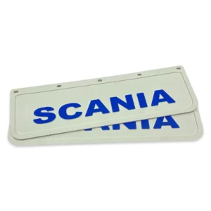 Бризковик на крило з синім написом "SCANIA" Білий (600X180)