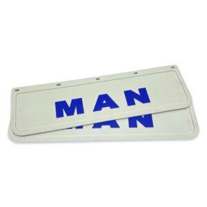 Бризковик на крило з синім написом "MAN" Білий (600X180)